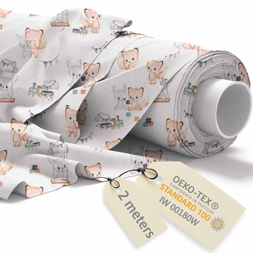 DreamRoots Stoffa cotone al metro - Tessuti a metraggio bambini - Tessuto al metro - Tessuto cotone - Stoffe per cucito creativo 160cm x 2M