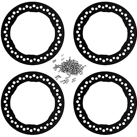 4st 1,9 tums yttre pärlringar i hjulet, aluminiumlegeringsersättningshjulets pärlringar, återanvändbara RC -tillbehör för Traxxas 1/10 RC -bil (Svart)