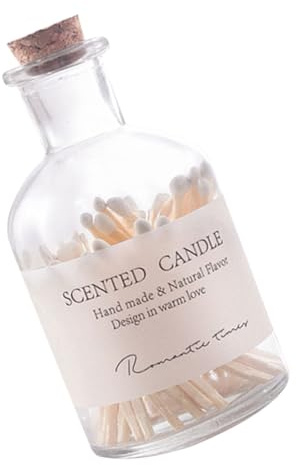 OSOLADY Cerillas en Frasco de Cristal con Tapa de Corcho para Encender Velas, Material Madera y Vidrio, Obsequio Adecuado para Bodas y Decoración de Sala