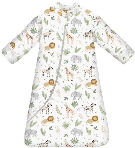 Chilsuessy Baby Sleeping Bag with Detachable Long Sleeves 2.5 Tog Wearable Blanket for Winter Toddler Sleeping Bag Kids Sleeping Sack for Infant Toddler, Forest Park, 6-18 Months