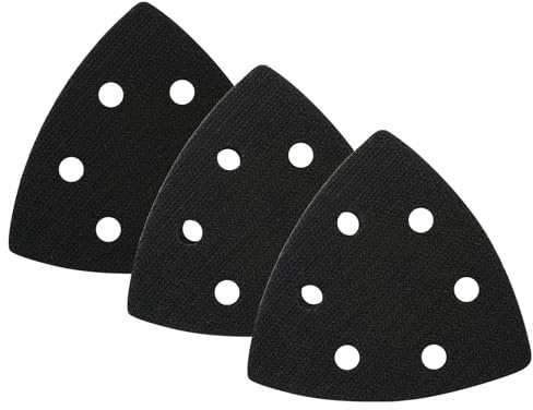 3 Pièces Tampons de Rechange Triangulaires 93x93x93 mm pour Delta, Plateau Ponceuse Triangulaire avec 6 Trous, Patin de Rechange pour Ponceuse, Interface mousse souple (Noir)