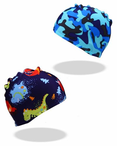 ZKUNL Lot de 2 bonnets de bain,bonnets de bain élastiques en tissu confortable, bonnet de bain léger, bonnet de bain coloré pour homme et femme pendant（B）