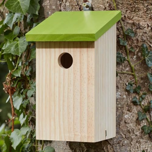 Garden Mile FSC Timber Wall Mounted Bird Box - Large 26cm Wooden Birdhouse With Opening Latch - Outdoor Nest House For Robins, Blue Tits, Wildlife Nesting, Bat Box, Gift & Outdoor Decorations