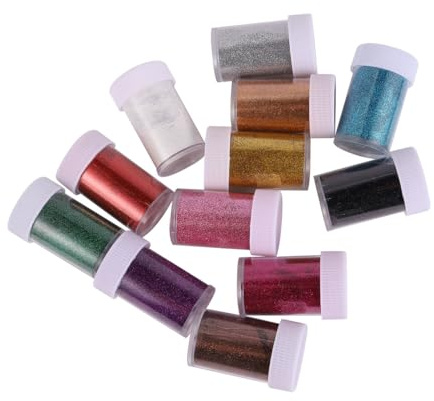 NESTINGHO 12 Stück Schimmernder Glitzerpuder für Nageldesign mit Abs material Sicher und Tropfsicher für Gesichts und Nagelkunst Anwendungen Zufällige Farbe