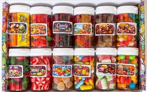 Bonbons Variés – Coffret Cadeau 12 Pots Individuels de Confiseries – Boîte Cadeau Originale et Adorable – 1,3 Kg – Idée Cadeau Gourmande Enfants et Adultes