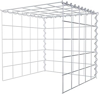 GABIONA - Gavión cuadrado, malla 10 x 10 cm, profundidad 50 cm, cesta de sujeción tipo 4, cierre en espiral, galvanizado