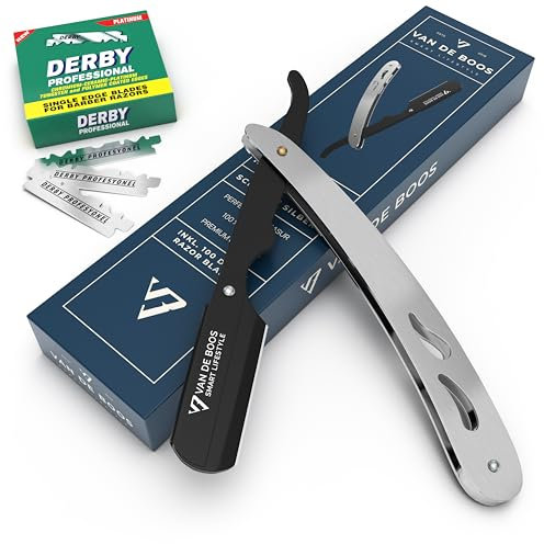 Van De Boos® - navaja de afeitar barbero profesional con 100 hojas de Derby para la barba