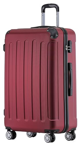 BEIBYE Zwillingsrollen Hardcase Reisekoffer Koffer Trolleys Hartschale in XL-L-M in 14 Farben (Weinrot, Mittler Koffer (66cm))