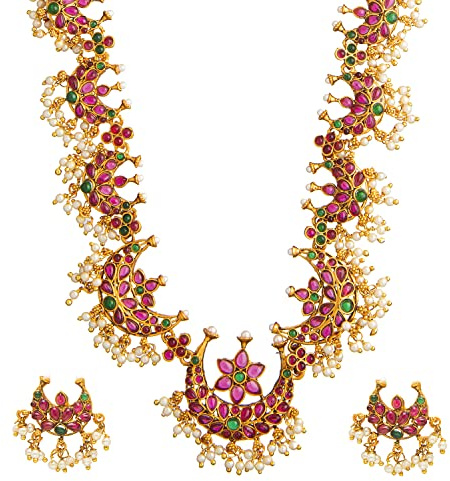 Bodha Traditional Indian Antique Gold Plated Long Bridal Jewelry Necklace Set for Women (SJN_41 LONG)