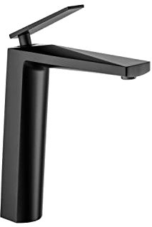 Sagittarius One 44S1-B Wasserhahn Bad Schwarz Matt | Design Waschtischarmatur Hoch aus Messing | Badezimmer Wasserhahn Wassersparend | Armatur Waschbecken mit Keramikkartusche | Badarmatur Schwarz
