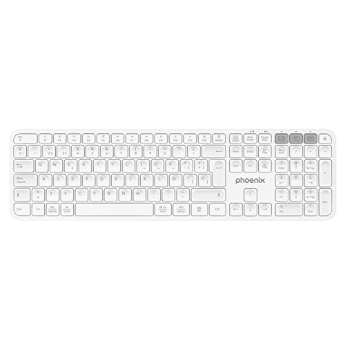 Phoenix -Teclado Bluetooth K300 | Multidispositivo inalámbrico QWERTY Español | con Teclado numérico | Portátil y Elegante | Compatible iOS/Android/Windows | White