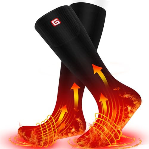 Svpro Beheizbare Socken,Wiederaufladbare Beheizte Socken Herren Damen Fußwärmer Heizsocken,Waschbar Elektrisch Warme Socken für Winter Camping Angeln Wandern Skifahren