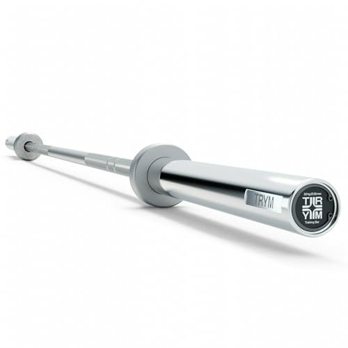 Trym Olympia Langhantelstange - 15 oder 20 kg, 200/220 cm, 50mm, bis 540/680 kg Belastbar, Griff Gerändelt, aus Legierter Stahl, Verchromt - Olympische Langhantel, Hantelstange für Krafttraining