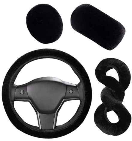 1 Coprivolante In Peluche, 1 Copertura Del Cambio E 1 Copertura Del Freno A Mano, Coprivolante Elastico Morbido, Accessori Per La Decorazione Degli Interni Dell'Auto