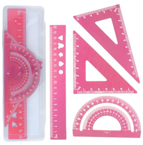 XPEX 4 PCS righello flessibile righello piccolo righello triangolare squadra di alluminio strumenti compasso scuola set di geometria matematica（C）