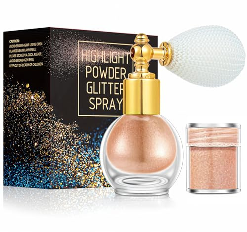 Spray Cuerpo y Pelo, Maquillaje Glitter de Polvo de Hadas, Sprays Purpurina De Aerosol Para Cabello Cara Corporal, Para Fiesta, Navidad Festival, Club(Champán)