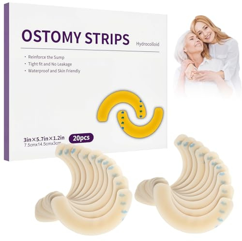 Ostomy Barrier Strips 20PCS Elastic Stoma Barrier Tape Skin-Friendly Hydrocolloid Barrier Strips for Ostomy Bag Colostomy Supplies