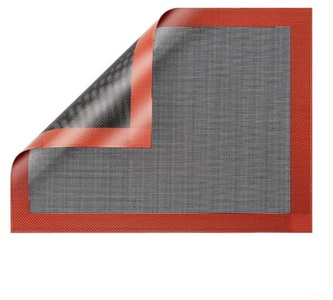 HomeVortex Tappetino da forno riutilizzabile in silicone, per rivestimento antiaderente su entrambi i lati, per macaron, teglia rettangolare nera (32 cm x 27 cm)