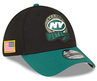New Era New York Jets NFL Salute to Service 2022 Black Green 39Thirty Stretch Cap - M - L