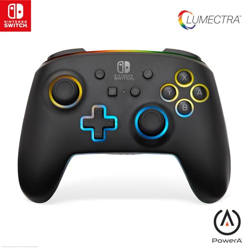 PowerA Enhanced Wireless Controller for Nintendo Switch with Lumectra, wireless video game controller, gaming controller, officially licensed, RGB controller