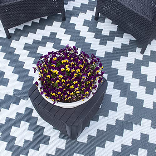 Valiant Outdoor Waterproof Runner Rug - Geometric Grey - 1.7m x 0.6m