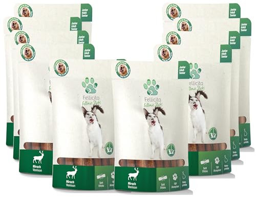 Fellicita Fellonis Katzensnacks Sticks Hirsch, softe Kaustangen, hoher Fleischanteil, 10 x 50g, Monoprotein, getreidefrei