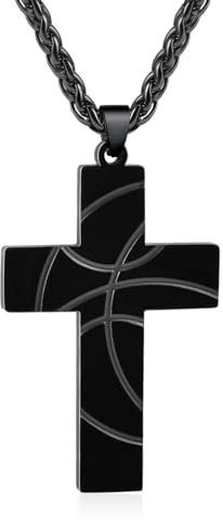 CheersLife Basketball-Kreuz-Halskette Für Jungen, Kette Herren, Kommunion Geschenk, Edelstahl-Anhänger Sport-Schmuck Für Männer, An Meinen Sohn Von Mama