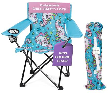 Emily Rose Sea Unicorns Kids Folding Camp Chair – Ages 2-7 with Safety Lock