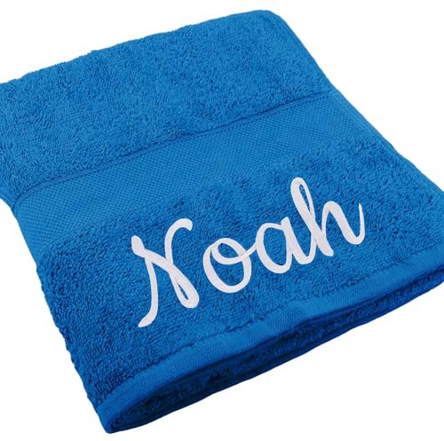 Deitert Handtuch Juist mit Namen oder Wunschtext Bestickt, personalisiertes Duschtuch, individuelles Badetuch, 100% Baumwolle, 30 x 50 cm Royalblau