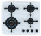 Klarstein Illuminosa 4 Gas Hob - 4-Burner Tempered Glass Cooktop, 4kW Wok Burner, Electric Ignition, Flame Failure Safety, Cast Iron Pot Holders, Enhanced Cooking Performance, White