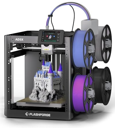 FLASHFORGE AD5X Multi-Color 3D-Drucker mit 4 Farben&IFS,Vollautomatische Nivellierung, FDM 3D-Drucker mit bis zu 600 mm/s Druckgeschwindigkeit, Düse bis 300°C,Großes Druckvolumen220x220x220mm (AD5X)
