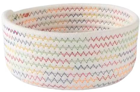 Cesta de almacenamiento - Cesta tejida, cestas de almacenamiento de cuerda de algodón | Cesta de almacenamiento de algodón para estantes, cesta organizadora para cambiador, cesta tejida para baño, hab