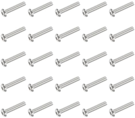 PATIKIL Viti A Testa Bombata Con Innesto Esagonale, 25 Pz #10-32 UNF x 1 Pollice Acciaio Inox 304 Guida Esagonale Filettatura Completa Bulloni Macchina Per Mobili Pompa Acqua, Argento