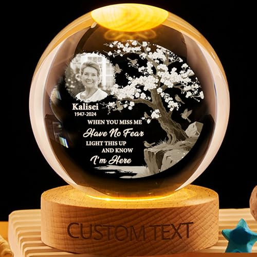 Personalized Crystal Globe Lamp Memorial Keepsake - Custom Photo & Name Night Light When You Miss Me Sympathy Gift for Family Mom Dad, Home Decor Snow Globe for Christmas Birthday