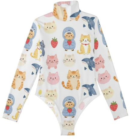 GuoChe långärmad body för kvinnor pack kattval, Kattval, M
