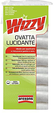 WIZZY Ovatta Lucidante, Cotone Idrofilo per Lucidatura Auto, Ideale per Applicare e Rimuovere Paste e Cere, 100% Cotone, 200g