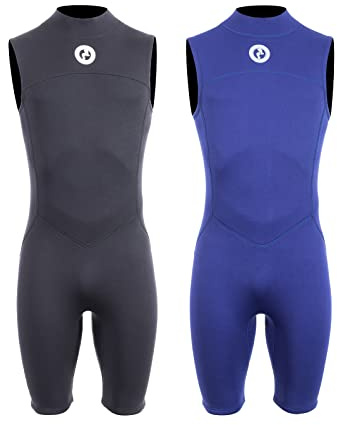 Two Bare Feet Mens Thunderclap 2.5mm Sleeveless Summer Shorty Neoprene Wetsuit for Swimming, Surfing and Watersports (Large, Black)