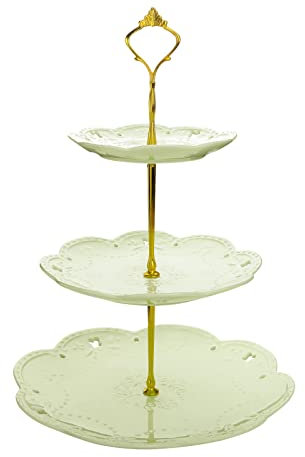 MALACASA, Serie Sweet.Time, Tortenständer Porzellan Etagere Rundes 3-stöckig 6,25/8,25/10 Zoll Servierständer Cupcake Ständer Dessert Halter, Tapas, Sandwiches, Smaragdgrün
