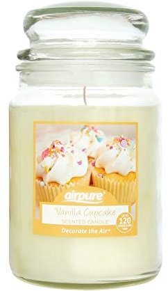 AIRPURE Large Candle Scented, Vanilla Cupcake Fragrance, 18oz Jar, 120 Hour Ornamental Candles, Fill The Room with a Warm and Homey Fragrance, for The Bedroom, Bathroom, Family Room of Office