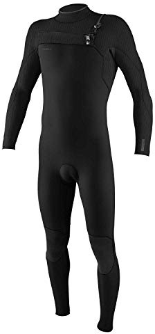 ONeill Traje de Neopreno Hyperfreak 4/3 + mm para Hombre con Cremallera en el Pecho, Negro 5344 - Entrada con Cremallera en el Pecho sobre una Barrera 360 con Orificios de Drenaje