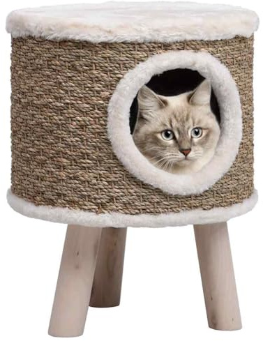vidaXL Kattkoja med träben 41 cm sjögräs