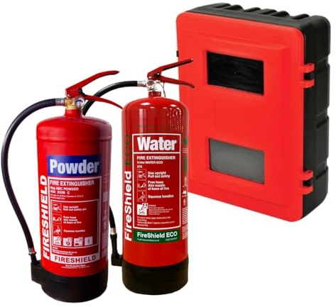 FireShield 6kg Powder, FireShield 9ltr Water & Double Cabinet