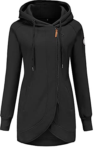 ELFIN Women's Long Sleeve Zipper Hoodies Sweatshirt Jumper Jacket Coat Outwear Pullover Hoody