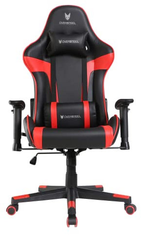 Oversteel - ULTIMET Professional Gaming Chair Leatherette, 2D Armrests, Height Adjustable, Reclining Backrest 180º, Gas Piston Class 3, Up to 120Kg, Red
