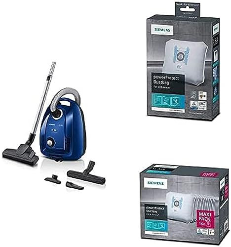 Siemens Staubsauger mit Beutel iQ300 VSC3320, Bodenstaubsauger + 4X Staubsaugerbeutel PowerProtect Typ G All, VZ41FGALL + 16x Staubsaugerbeutel PowerProtect Typ G All, VZ16GALL