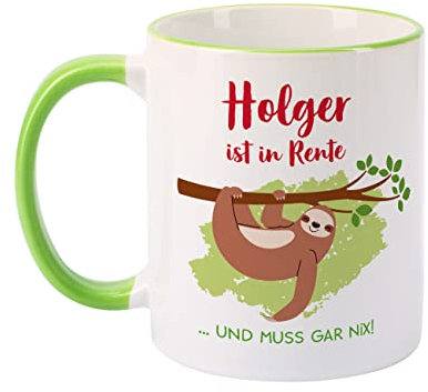 Herz & Heim® Personalisierte Tasse zur Rente mit Wunschtext Abschiedsgeschenk Kollegen Muss gar nix