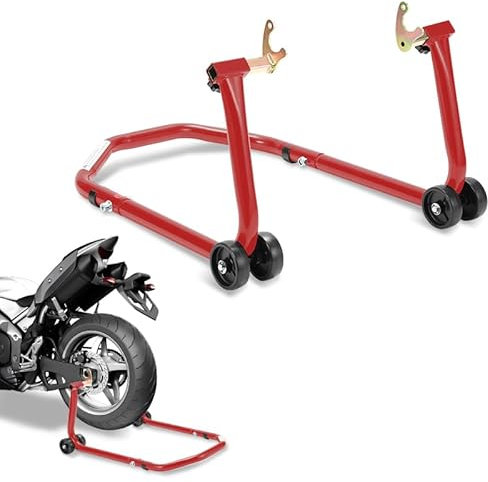 Ikodm Montageständer Motorrad Ständer Motorradheber Motorrad hinten zum Aufbocken, Aufbockvorrichtung, breitenverstellbar, Wartungs-/Montagearbeiten für Motorräder bis 300 kg, Rot