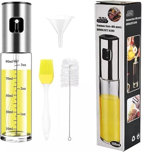 Serenix. Spray Aceite - Pulverizador - Aceitera - Botella Cristal Aluminio - Utensilios Cocina - Aceitera Embudo Pincel Brocha - Accesorios Cocina - Combo Air Fryer (SPRAY)
