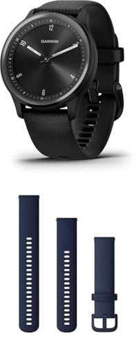 Garmin vívomove Sport, Hybrid Smartwatch with up to 5 days battery life, Black & Quick Release Band (20 mm) - Marine