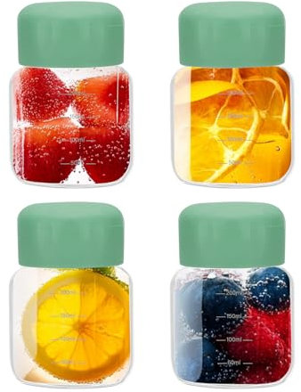 PATIKIL Pequeñas Botellas de Vidrio para Jugo con Tapas, 4 Unidades de 10 Onzas (300ml) Botella de Agua de Vidrio a Prueba de Fugas Botellas Lindas para Beber Chupitos, Verde